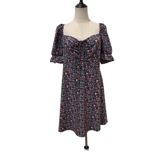 Shein Curve Dresses & Skirts - Floral Cottagecore Smocked Dress XL Puff Sleeve Milkmaid Grunge Fairy Spring